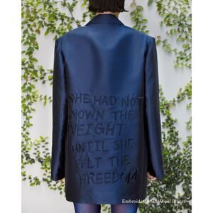 Grover Rad Jacket Womens XS Blue Collection 001 Wool Silk Art Oversized Blazer